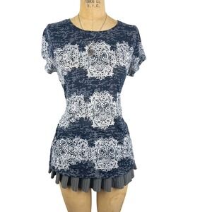 Grunge Fairy INC Lace Print Burnout Top Sz L Y2K 2000'S Indie Sleaze Boho